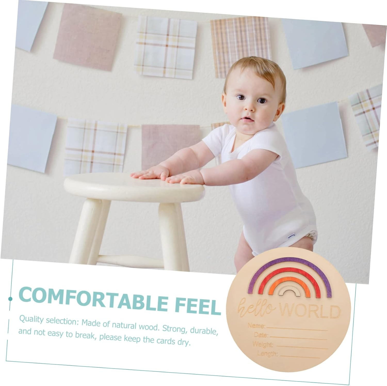 Ibasenice Wooden Milestone Monthly Milestone Card Announcement Sign Months Signs for Nursery Shower image number 3