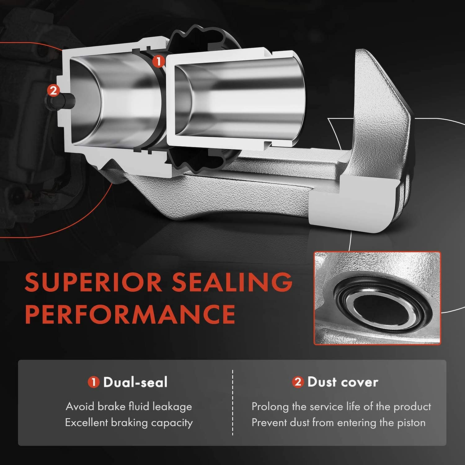 A-Premium Rear Disc Brake Caliper Assembly with Bracket Compatible with Select Dodge and Jeep Models - Nitro 2007-2011, Liberty 2008-2012, Wrangler 2007-2017, Wrangler JK 2018 image number 5