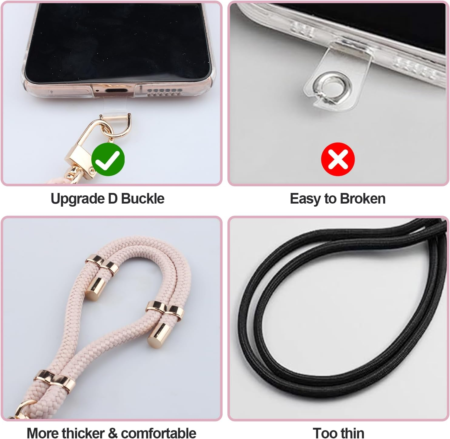 2 Pads Phone Lanyard, H HOME-MART Adjustable Crossbody Cell Phone Strap Universal Phone Wrist Lanyard 2Pcs Phone Patch Tether Tab for Most Smartphones Cell Phone Accessories