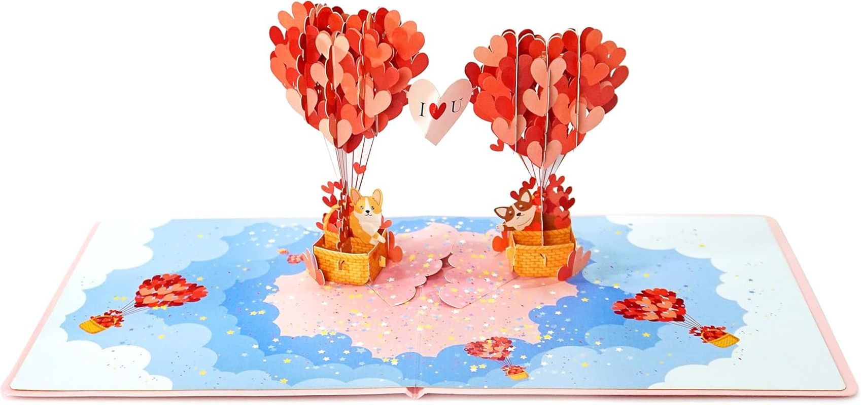 CUTPOPUP Corgi Couple Valentines Day Card Pop Up, Anniversary Card, 3D Popup Greeting Love Card (Corgi Couple Airballoon) LO167AU1515 image number 2