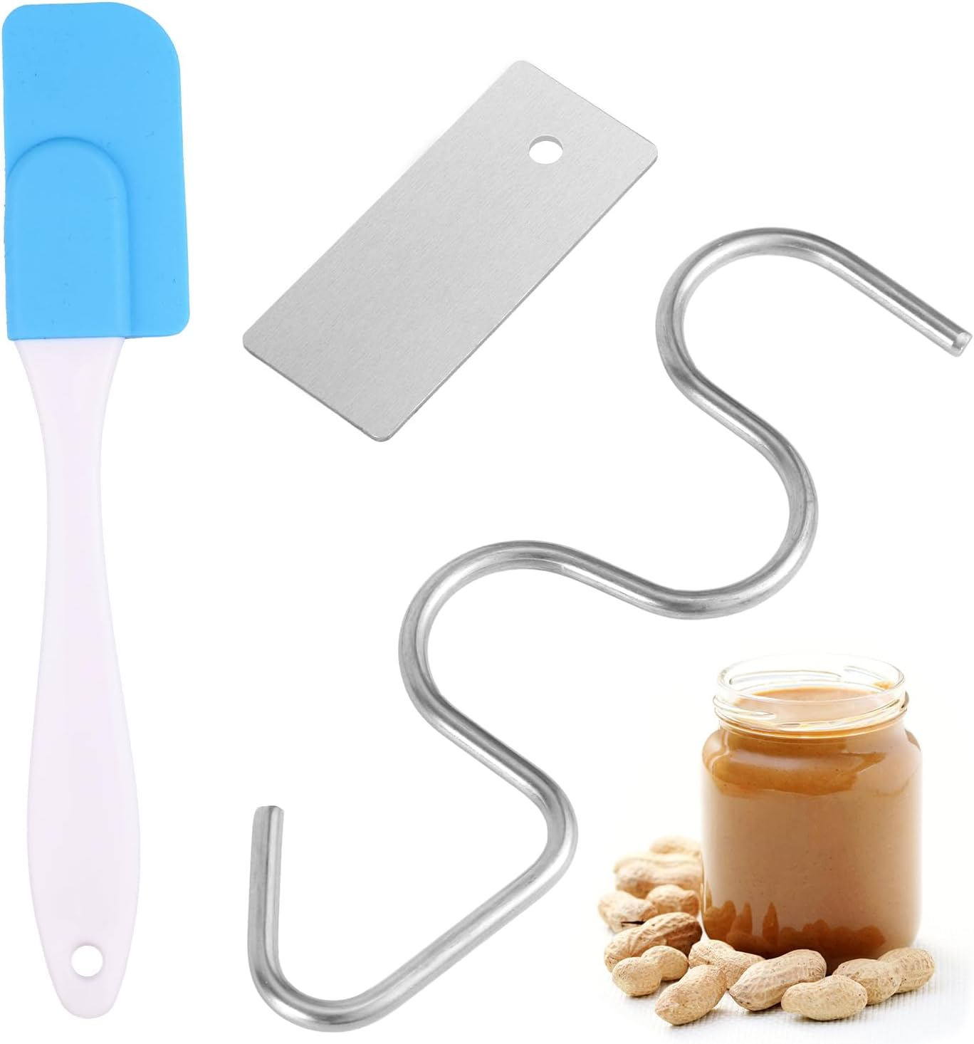Peanut Butter Mixer Set and Silicone Spatula, Stainless Steel Peanut Butter Mixer Fits 12-30Oz Sloics for Mixing Peanut Butter image number 5