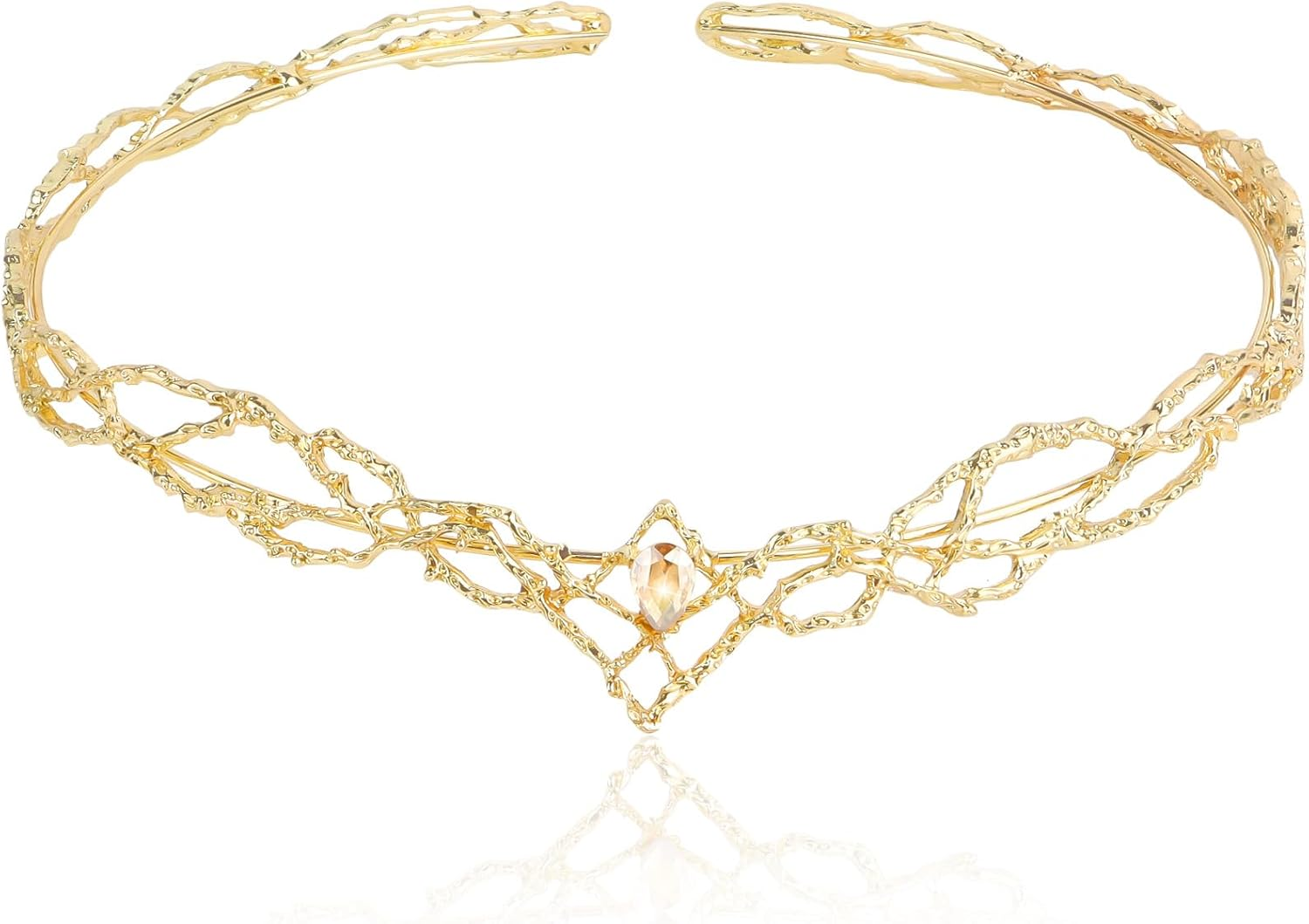 ANBALA Rhinestone Fairy Crown for Women Crystal Elf Crown Circlet Costume Headwear for Men Renaissance Headpiece for Birthday Party Cosplay Halloween