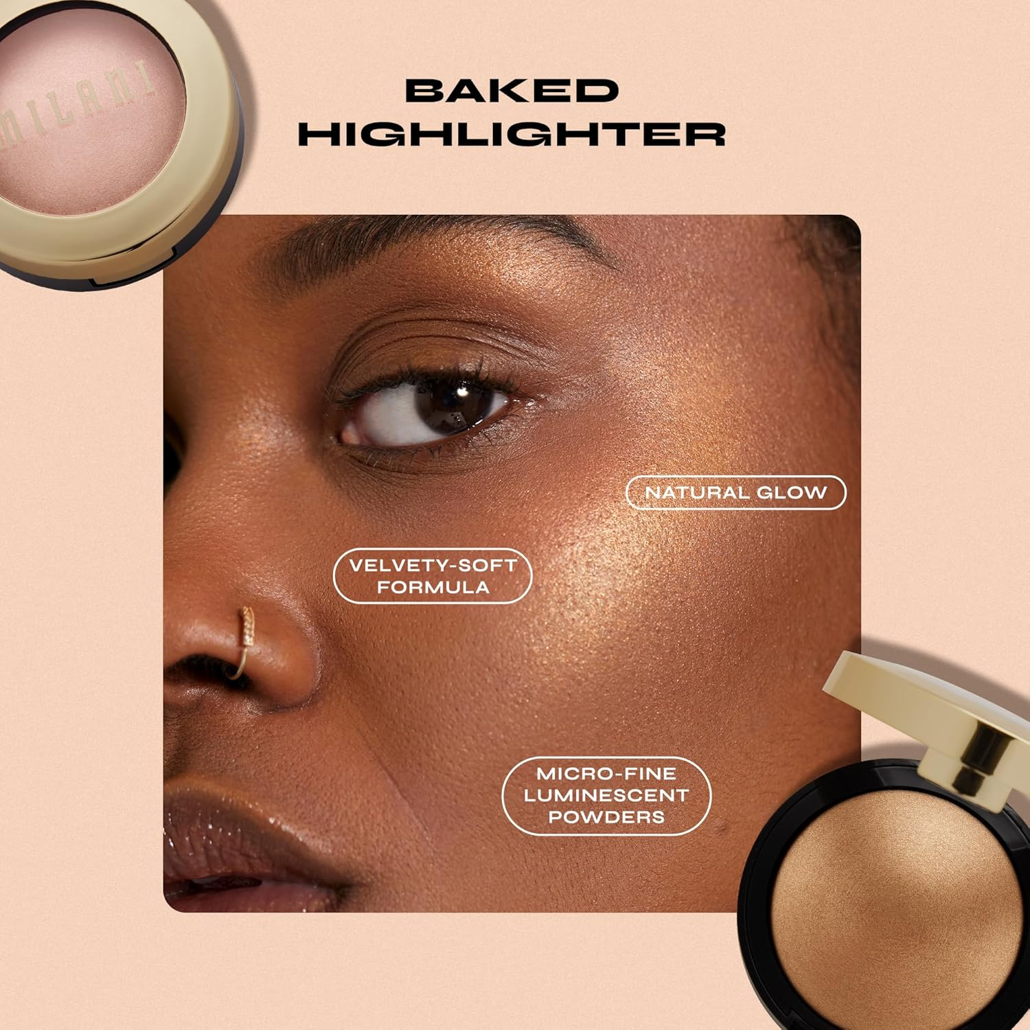 Milani Highlighter Makeup - Baked Contour Powder & Face Highligher, Made in Italy - Dolce Perla image number 2