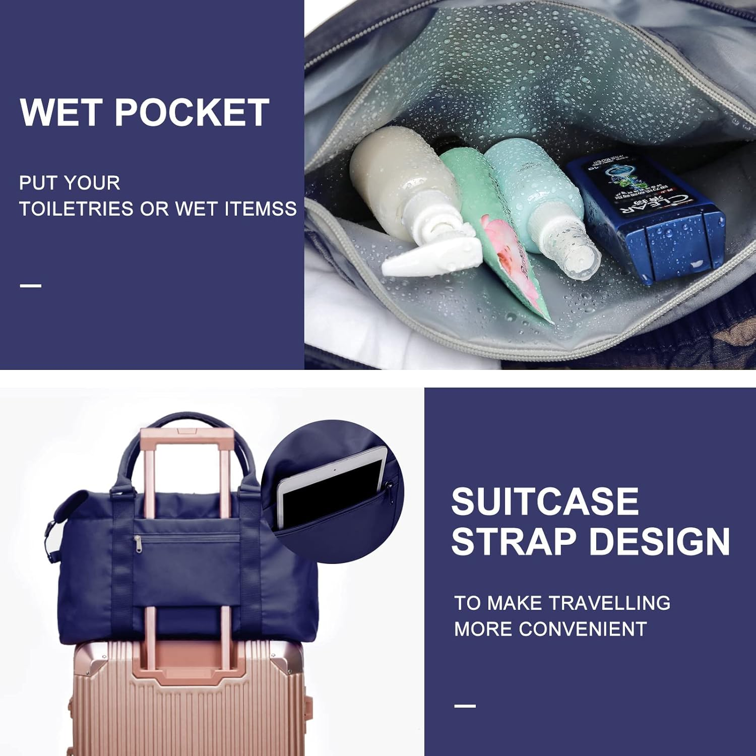 Womens Travel Bags, Weekender Carry on for Women, Sports Gym Bag, Workout Duffel Bag, Overnight Shoulder Bag Fit 15.6 Inch Laptop image number 2