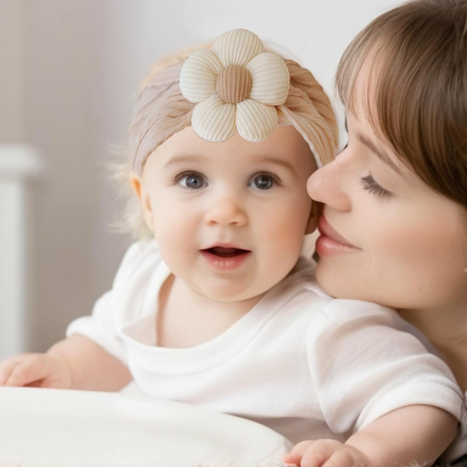 3 Pcs Baby Girls Nylon Headbands Baby Flower Headbands Soft Hairbands Hair Accessories for Newborn Infant Toddler Kids,Soft Stretchy Handmade,Baby Turban Headband Head Wrap Knotted Hair Band