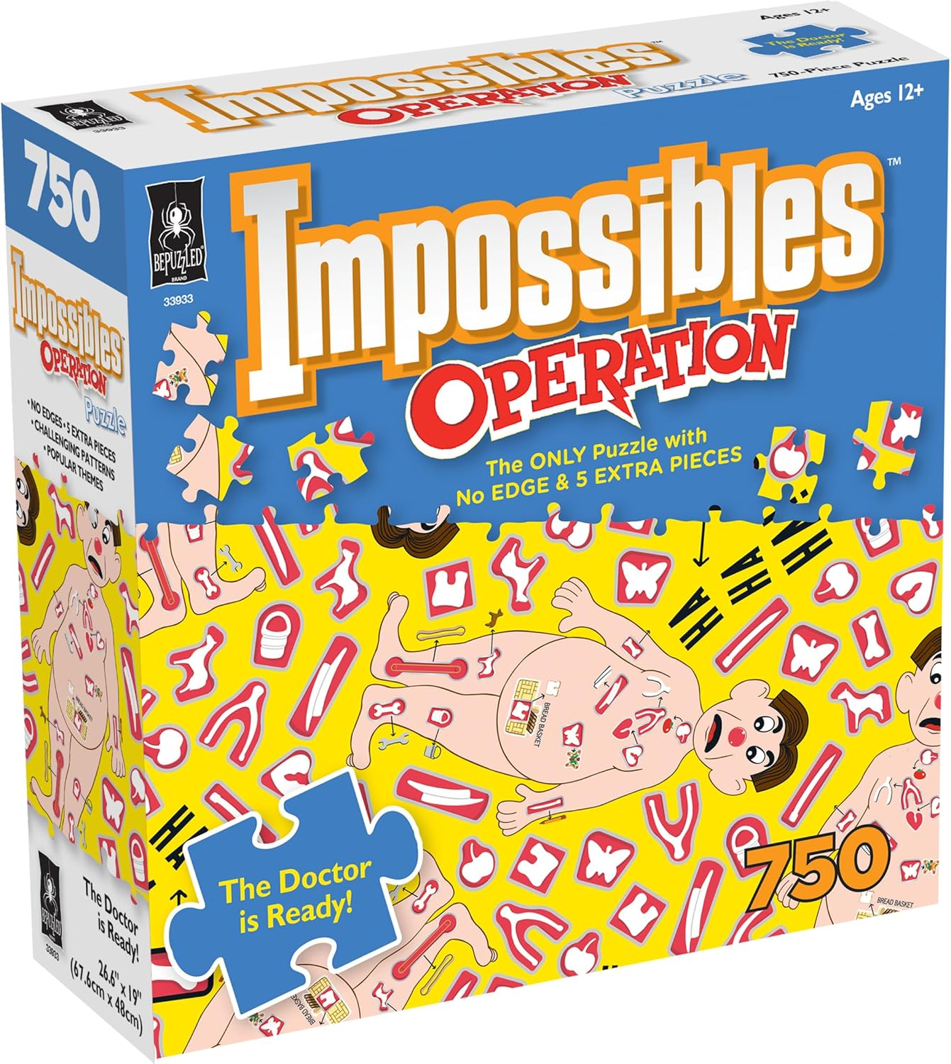 Bepuzzled Hasbro Impossibles 750-Piece Puzzle Featuring Operation Game Imagery &ndash; Challenging Borderless Puzzle for Advanced Puzzlers, Ages 15 and Up image number 2