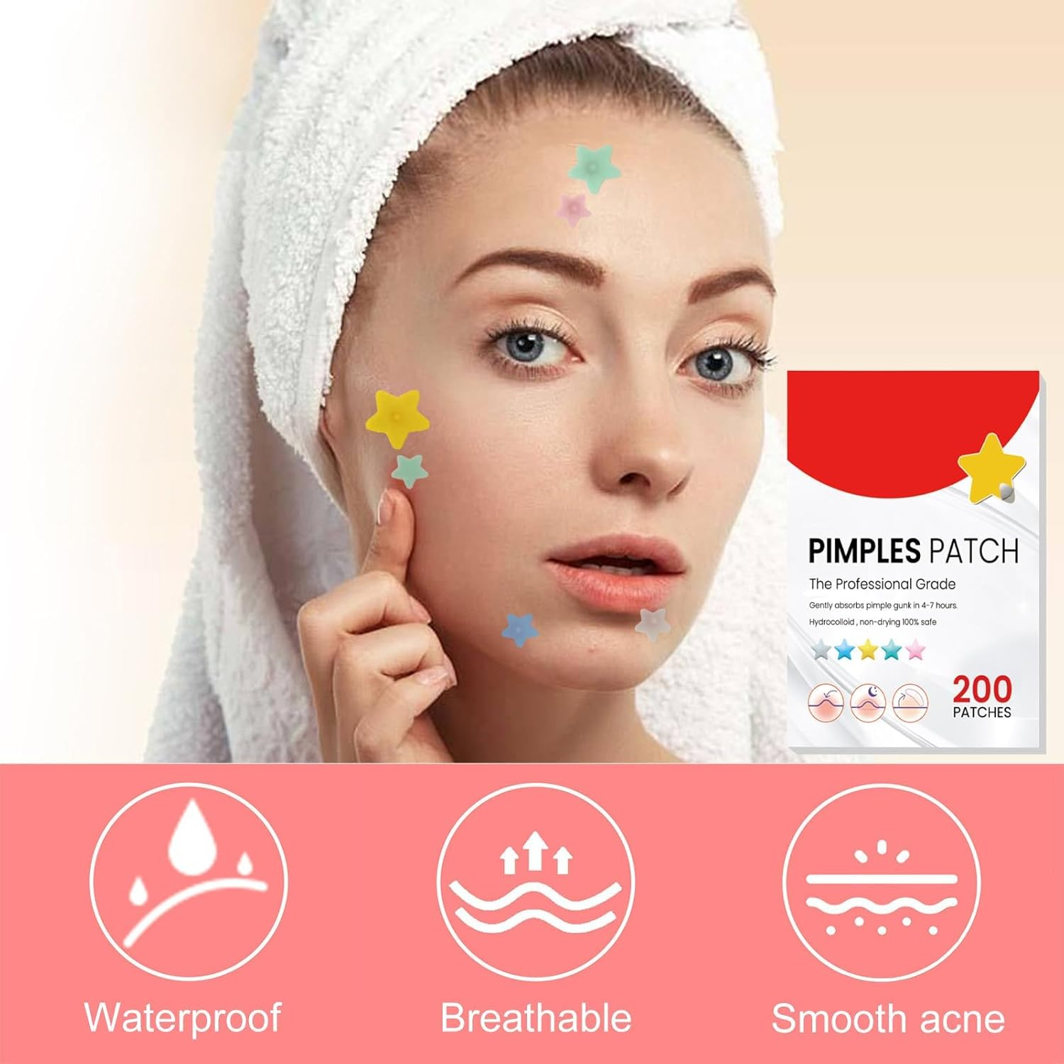 200Pieces Hydrocolloid Spot Patch for Blemish-Prone Skin &ndash; Invisible Acne Cover, Breathable & Waterproof, Gentle Skin Support image number 2