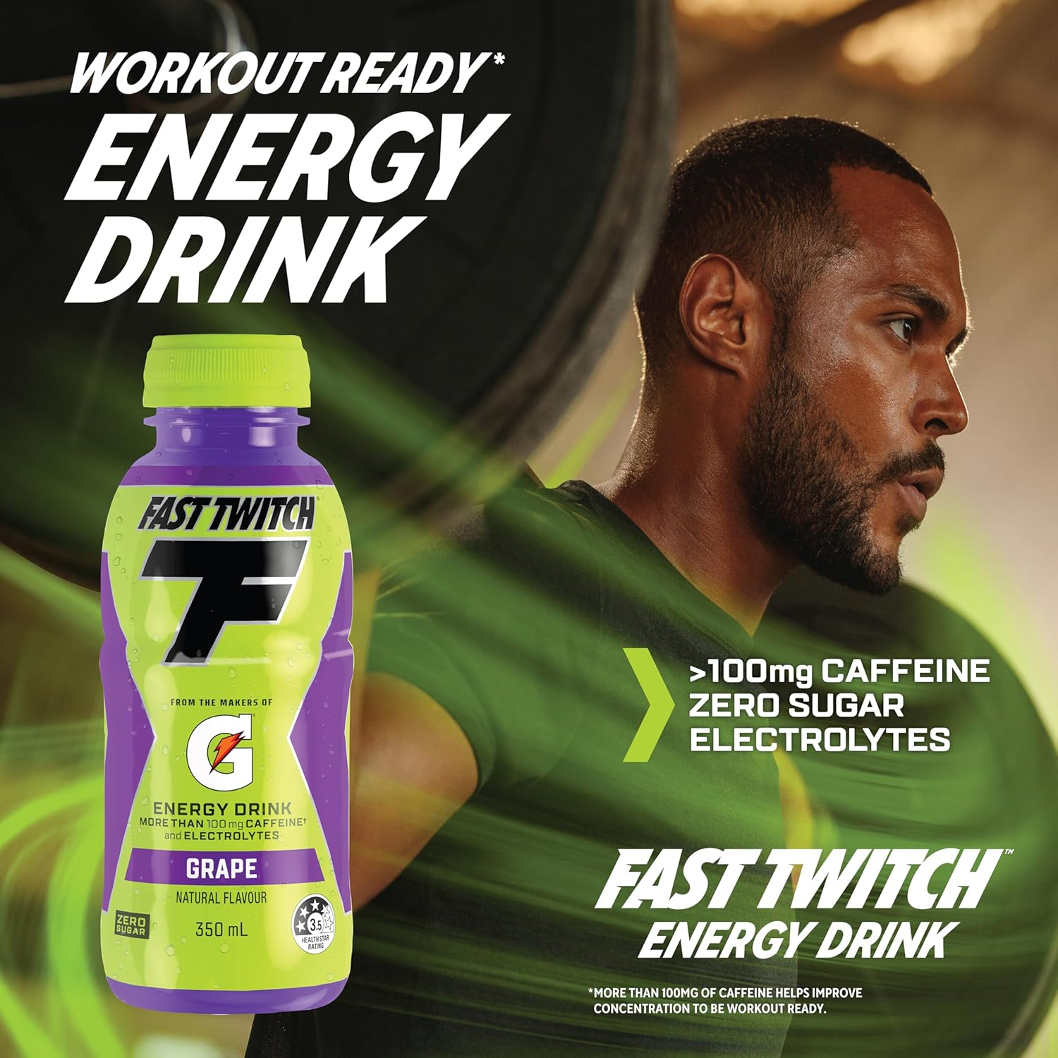 Fast Twitch Grape Energy Drink, 12 X 350Ml image number 2