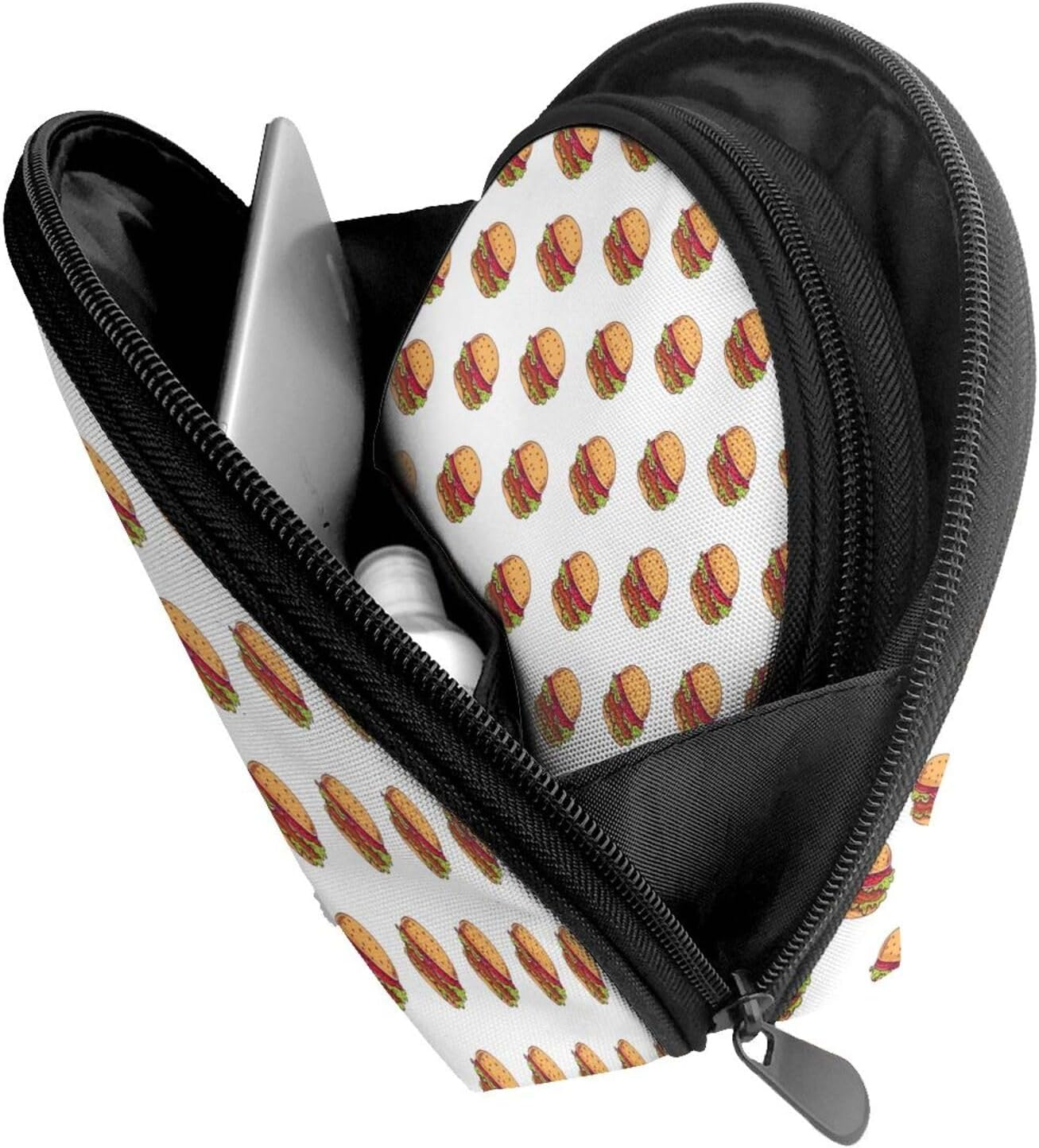 Cozimangoe Coin Pouch Makeup Bags Set, 2 Piece Shell Shape Cosmetic Bag with Pockets for Daily Travel Handbag Lipstick Keys Toiletry, Personalized Burgers image number 1