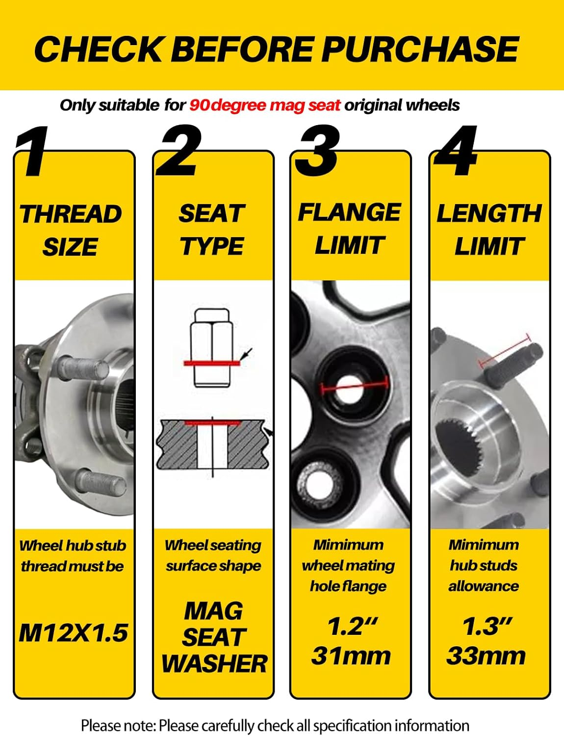 MIKKUPPA M12X1.5 Lug Nuts - 20Pcs One-Piece Chrome OEM Style Mag Seat Lug Nuts - Replacement for Toyota Avalon Camry Corolla Highlander, Lexus Scion Mitsubishi Pontiac Factory Wheels image number 4