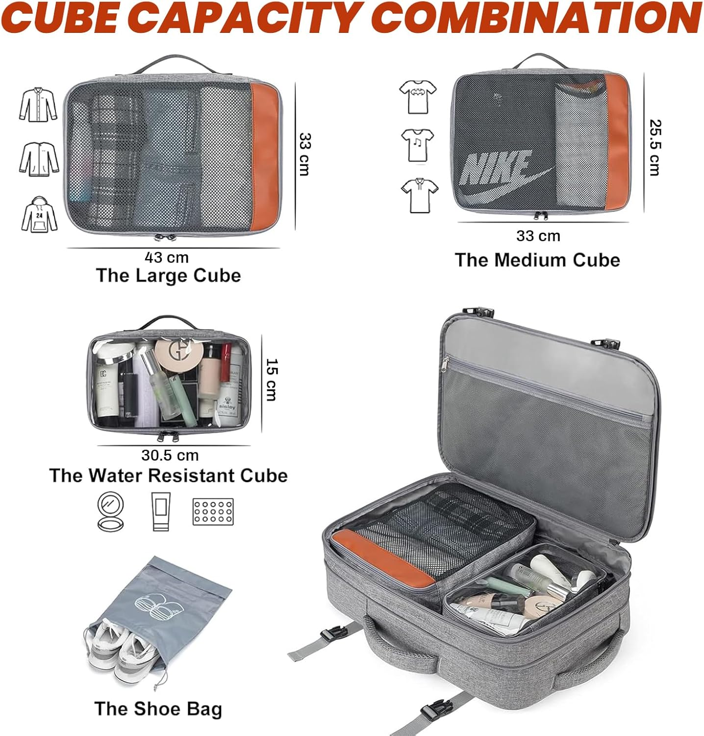 Travel Backpack, Travel Laptop Backpack for Men Women,Airplane Approved Travel Backpack Suitcase with Usb Charging Port,Expandable Large Suitcase Backpacks with 4 Packing Cubes,Carry on Backpack image number 5