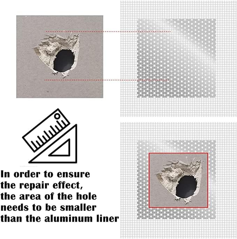 10 PCS Drywall Repair with 1 Scraper Kit, 10 CM Self-Adhesive Fiberglass Mesh Wall Repair Patch, 4 Inch Aluminum Wall Repair Patch Self Adhesive, Hole Repair Patch Kit for Damaged Drywall Ceiling image number 4