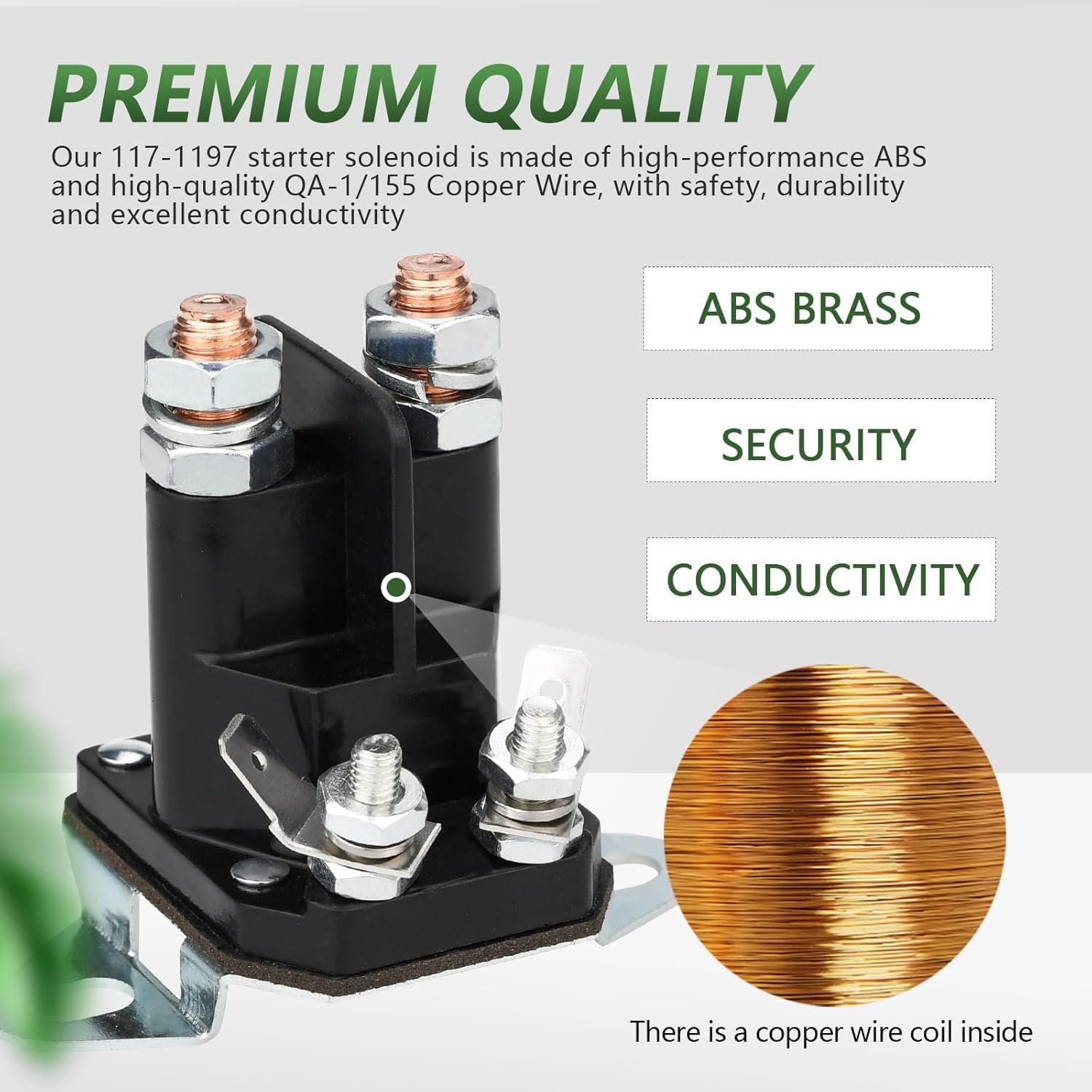 117-1197 Starter Solenoid for Toro Exmark Timecutter Ss5000 Z4200 Ss4225 Ss4235 Zero Turn Lawn Mower, Replace Part #784-1221-210 104-3189 E513075 1-513075 212655 28-4210 47-1910 image number 5