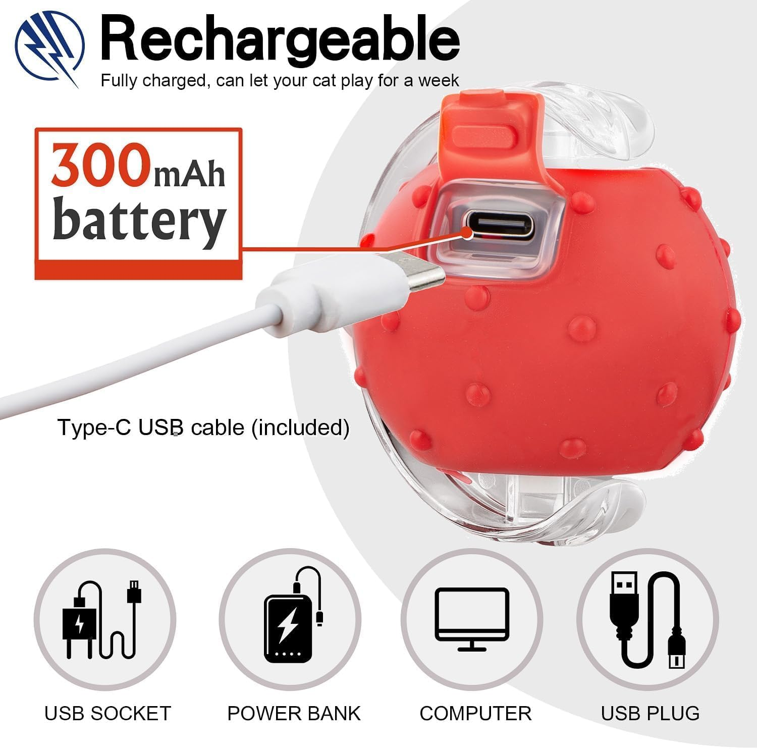 Interactive Cat Toys for Indoor Cats, Generation Agile Moving Cat Ball with Elastic Mesh Tail, Automatic Kitten Toys for Bored Indoor Cats, Chirping & Motion Activate Cat Toys