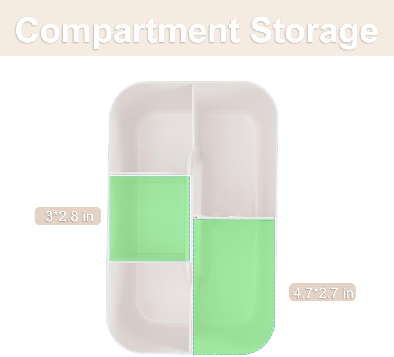 Multipurpose Plastic Portable Storage Organizer Caddy Tote, Stackable 5 Slots Divided Basket Bin for Cleaning Supplies, Makeup, Crafts, Storage of Parts (White, 9.75 X 6 X 4.25 Inch) image number 2