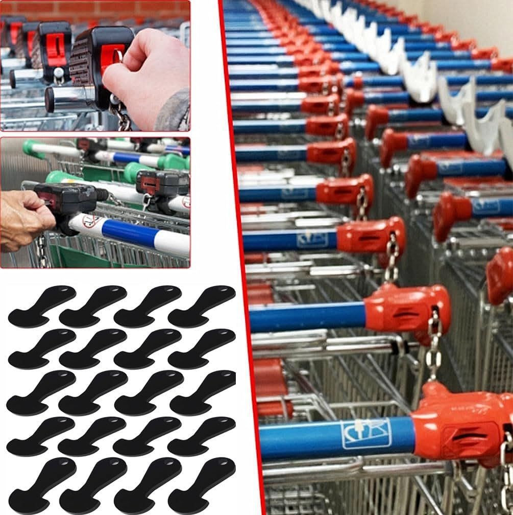 20 Pcs Shopping Trolley Release Key, Black Shopping Trolley Tokens Key, Shopping Trolley Release Key Shopping Trolley Remover Shopping Coin Key Release Key for Meters, Change or Grocery Shopping Cart image number 2