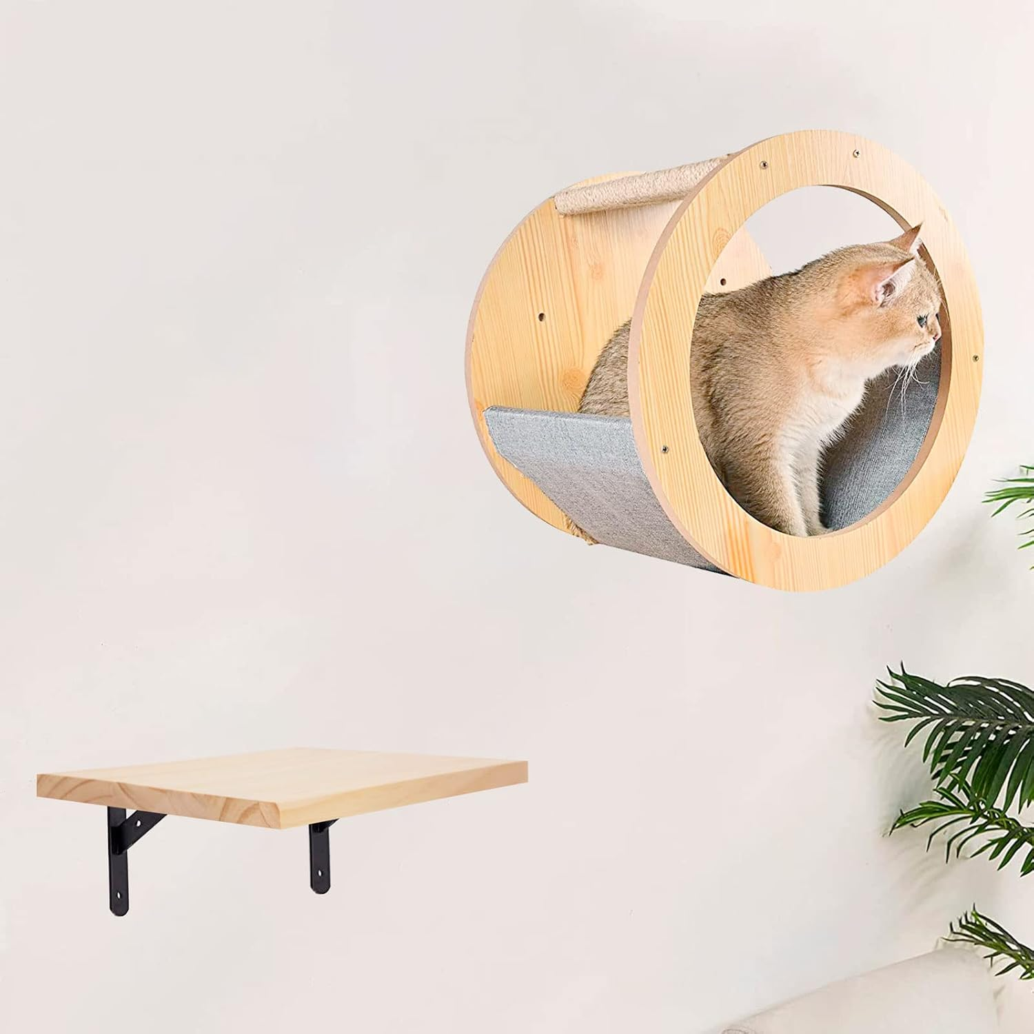 2 Pack Wall Mounted Cat Climbing Step Shelf Cat Hideaway Platform Climber Wooden Cat Step Cat Wall Furniture for Indoor Cat Playing Jumping Lounging 7.87 X 9.84 Inch / 20 X 25Cm image number 3