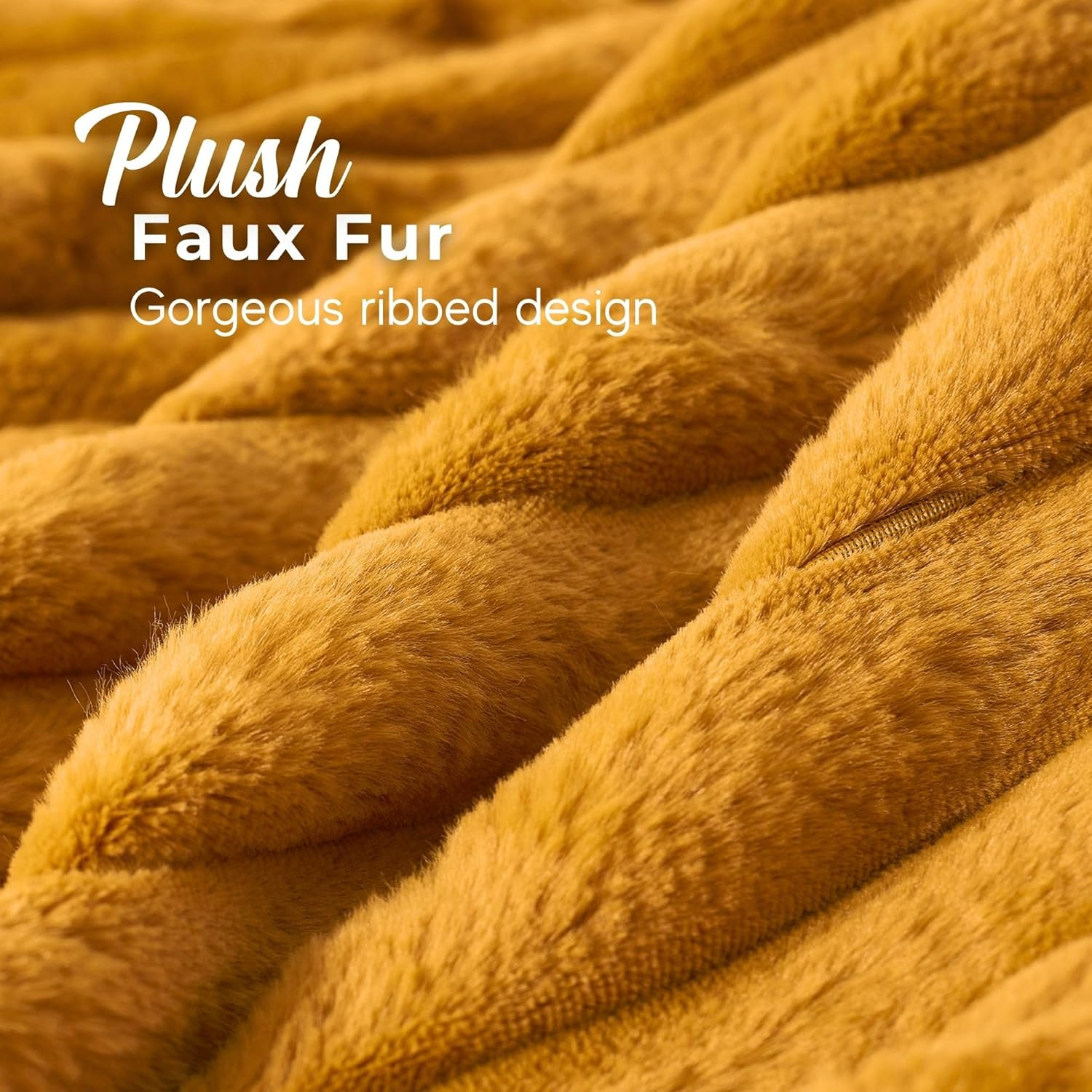 Dreamaker Chunky Embossed Plush Fleece Electric Heated Throw Blanket 200X180Cm Warm Flannel Reversible Rug Energy Efficient Overheat Protection 9 Heat Settings Extra Long Cord Controller- Mustard Gold image number 2