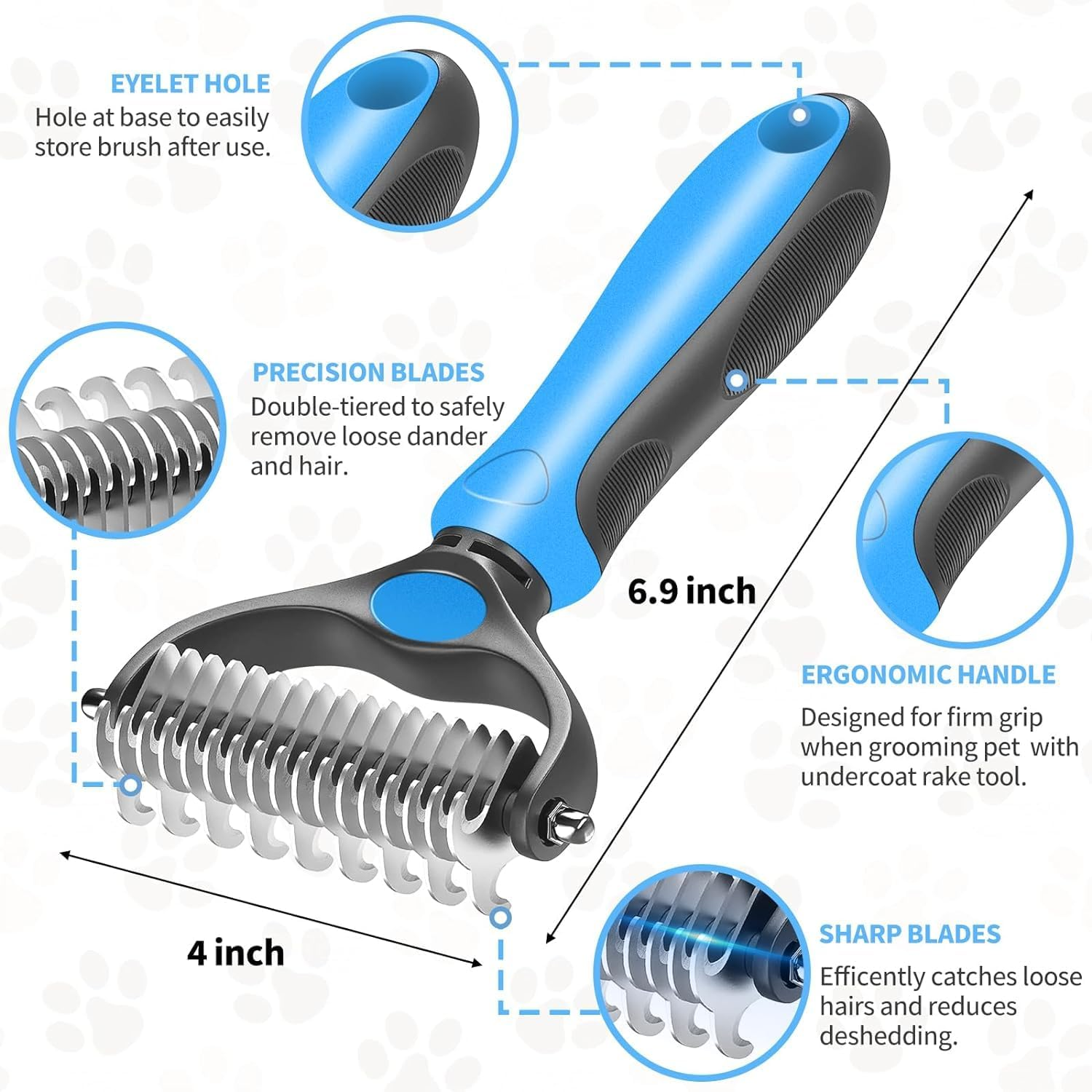 Mumoo Bear Pet Grooming Combo - Blue Deshedding Brush with Metal Comb for Detangling and Dematting Long, Matted Fur on Cats and Dogs image number 1