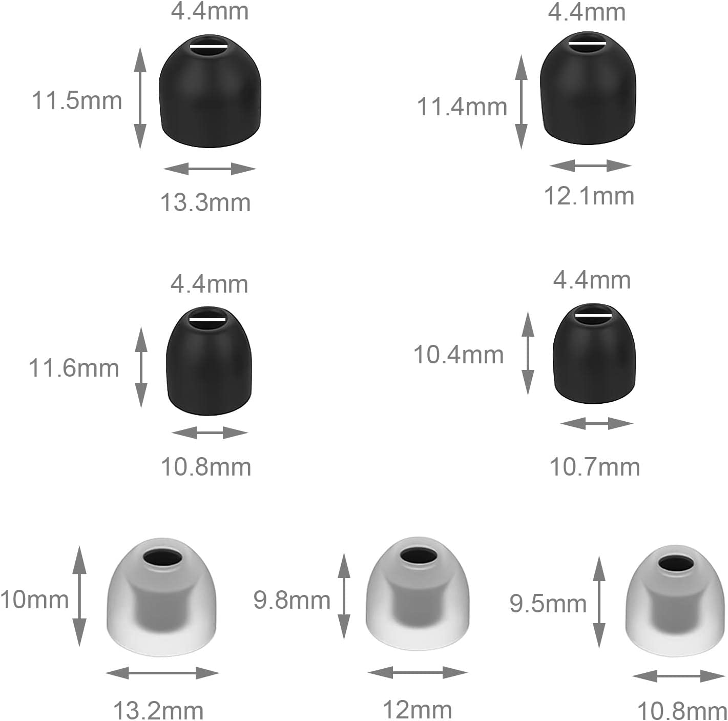 Emsea 7 Pairs Silicone Ear Buds Tips Replacement In-Ear Ear Sleeves Compatible with WF-1000XM3 / WF-1000XM4 Wireless Headphones Black Transparent XS S M L image number 6