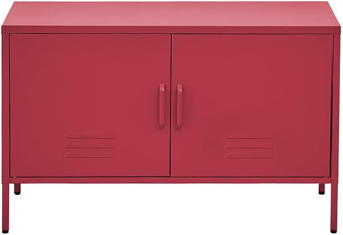 Artissin Locker, Metal Sideboard Buffet Cabinet Bedside Table Shoe Storage TV Cabinets Organiser Home Bedroom Kitchen Living Room Bathroom Furniture, with Adjustable Shelf Handy Hook White