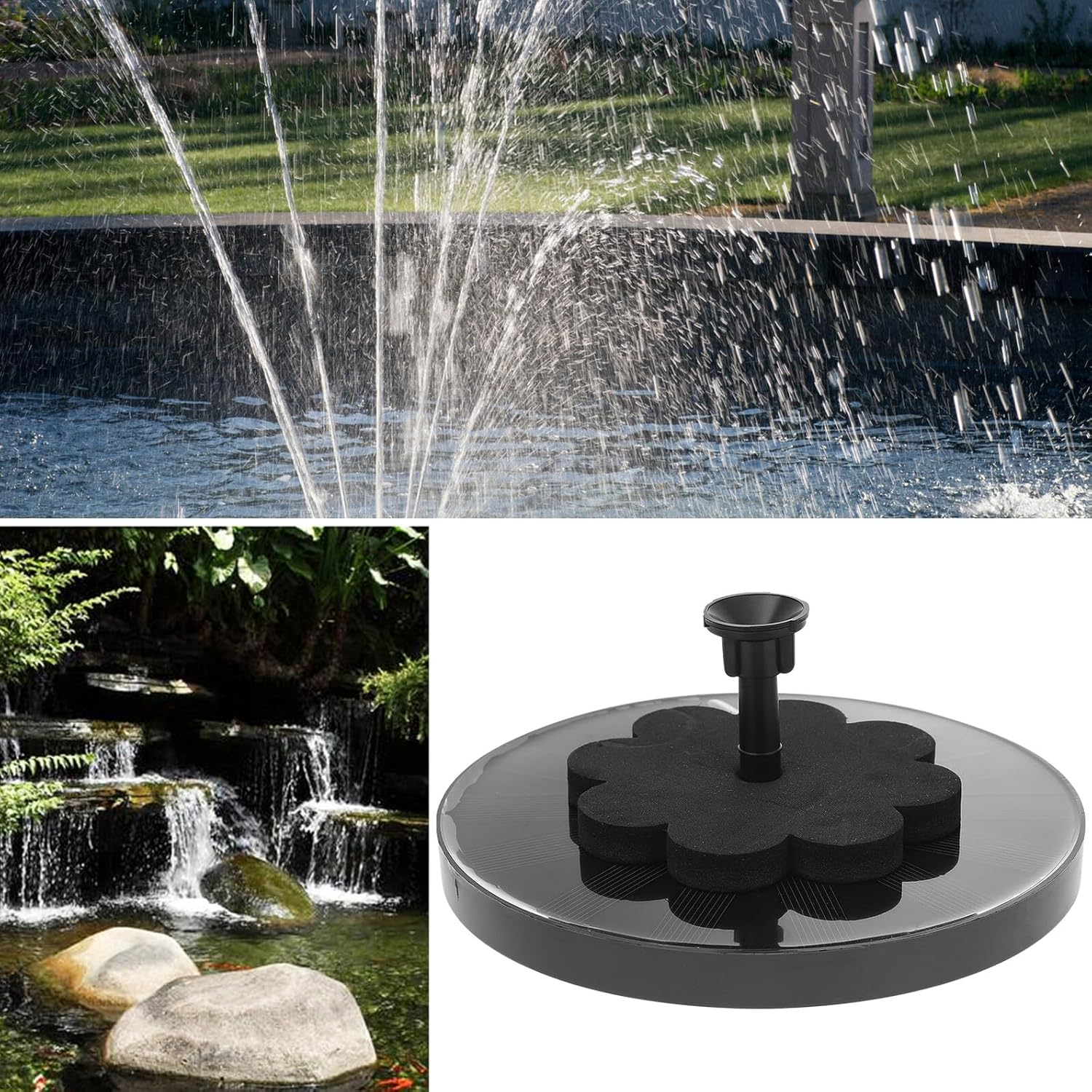 Solar Miniature Floating Fountain Black Solar Powered Outdoor Water Feature Easy Installation Garden Sprinkler for Ponds and Lawn Water Play