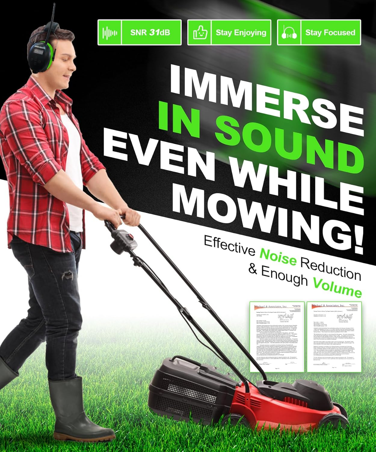 PROHEAR 033 Bluetooth AM/FM Radio Headphones with 2000Mah Rechargeable Battery, 25Db NRR Noise Reduction Safety Earmuffs