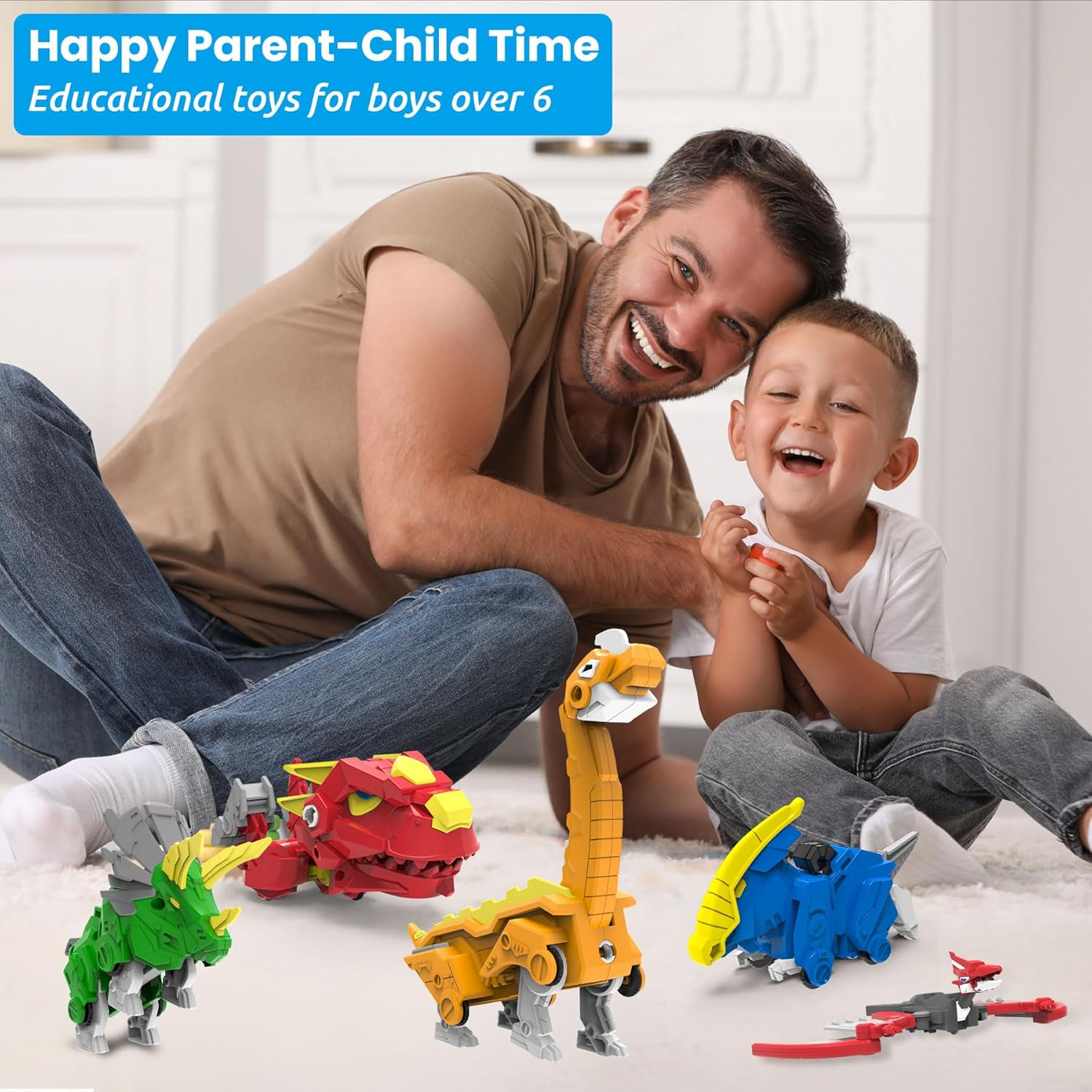 Wenbeier Dinosaur Turn into Robot Toys/6 in 1 Action Figures Take Apart Dinosaur Toys for Boys & Girls Ages 6-12 image number 3