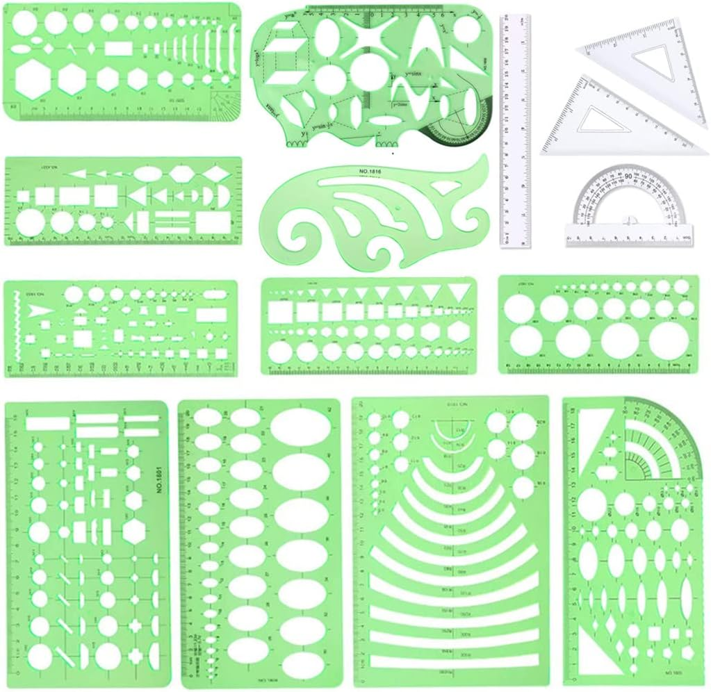 12Pcs Geometric Stencils,Drawing Tools Drafting Templates,Circle Shape Stencils Drawing Stencils Drafting Tools for Art,Design image number 5