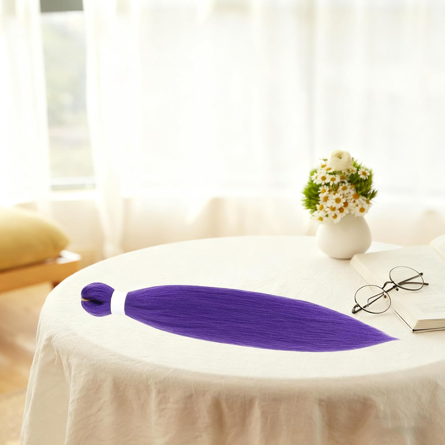 Purple Hair Extensions, 2 Pack Vibrant Purple Hair for Cosplay, Halloween and Themed Parties, Synthetic Fibre Hair Extensions for Adults and Kids image number 6