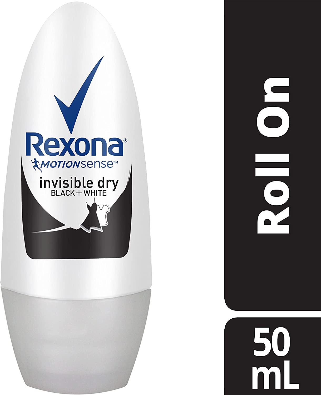 Rexona Women Antiperspirant Roll on Deodorant Invisible Dry, Black+White, 50Ml image number 4