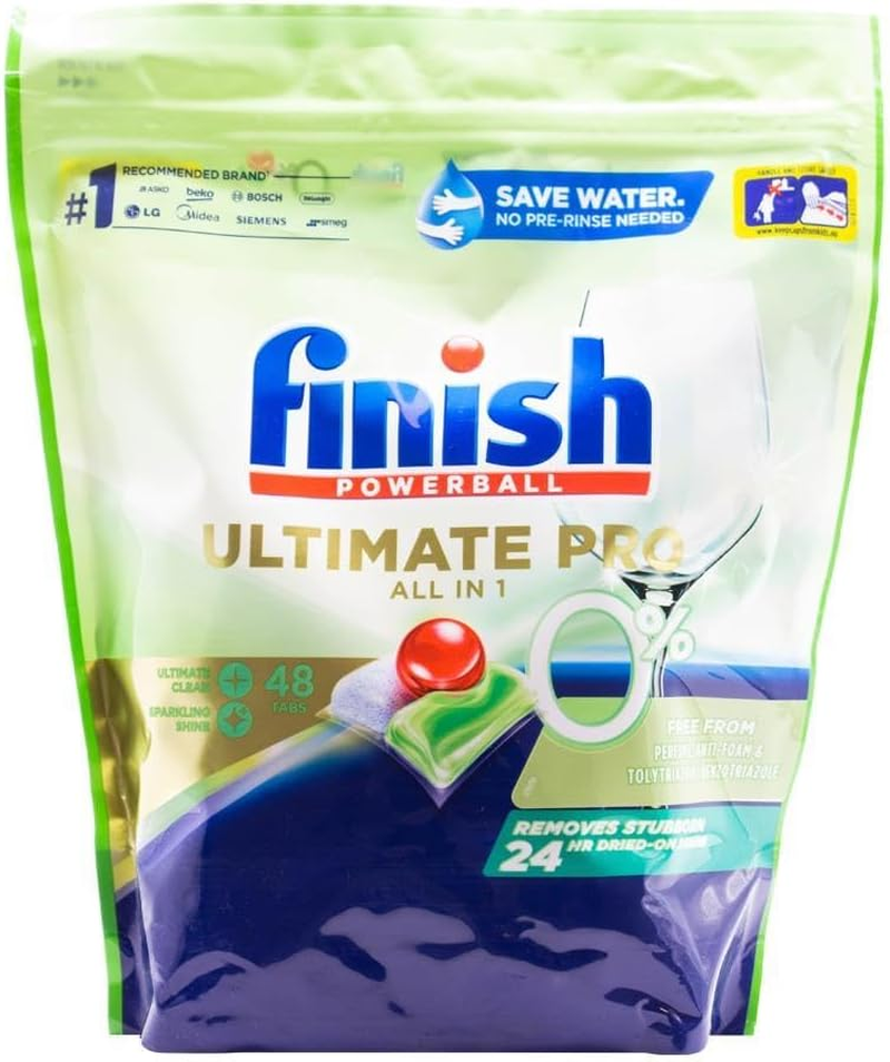 48Pc Finish Powerball Ultimate Pro 0% Dishwasher Tablets Home Cleaning