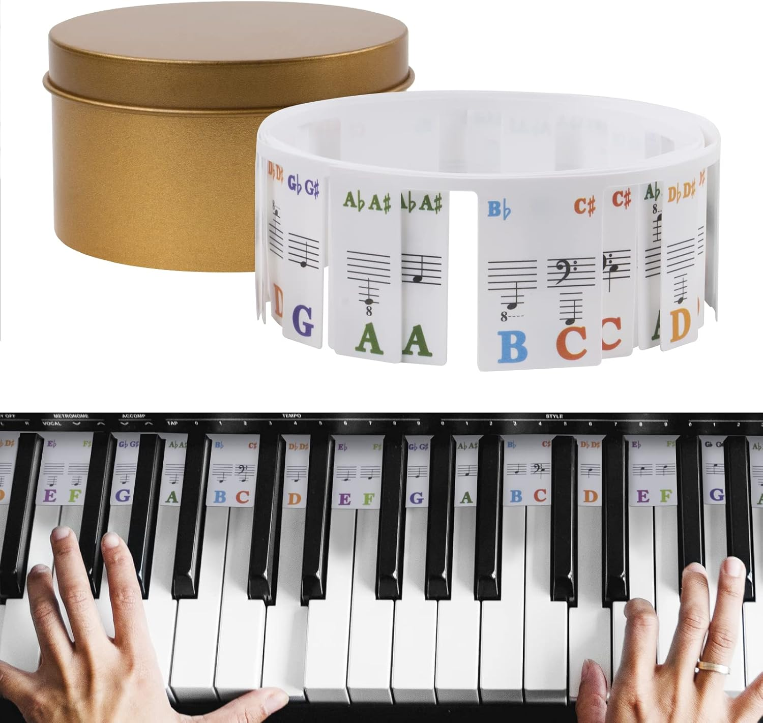 Piano Keyboard Notes Guide, 88 Full-Size Piano Key Labels No Need Stickers, Reusable Removable for Music Learners Beginners with Box image number 5