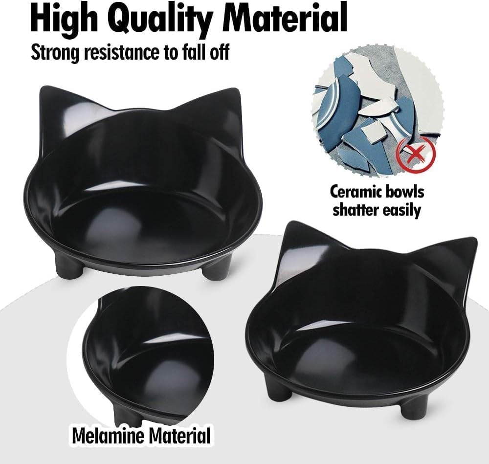 Mumoo Bear Cat Bowls Cat Food Bowl Non Slip Pet Bowl Shallow Water Bowl to Stress Relief of Whisker Fatigue, Dog Bowl Dish Cat Feeding Wide Bowls for Puppy Small Animals (Pack of 3) - Color 1 image number 6