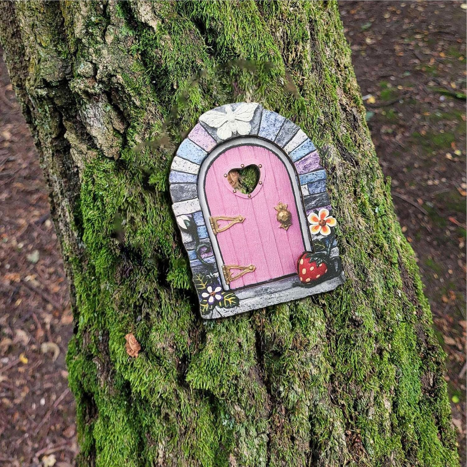 Fairy Door,Wooden Fairy Door - Adorable Fairy Garden Atures, Garden Ornaments Decoration for Fairy Home, Tree Trunk image number 2