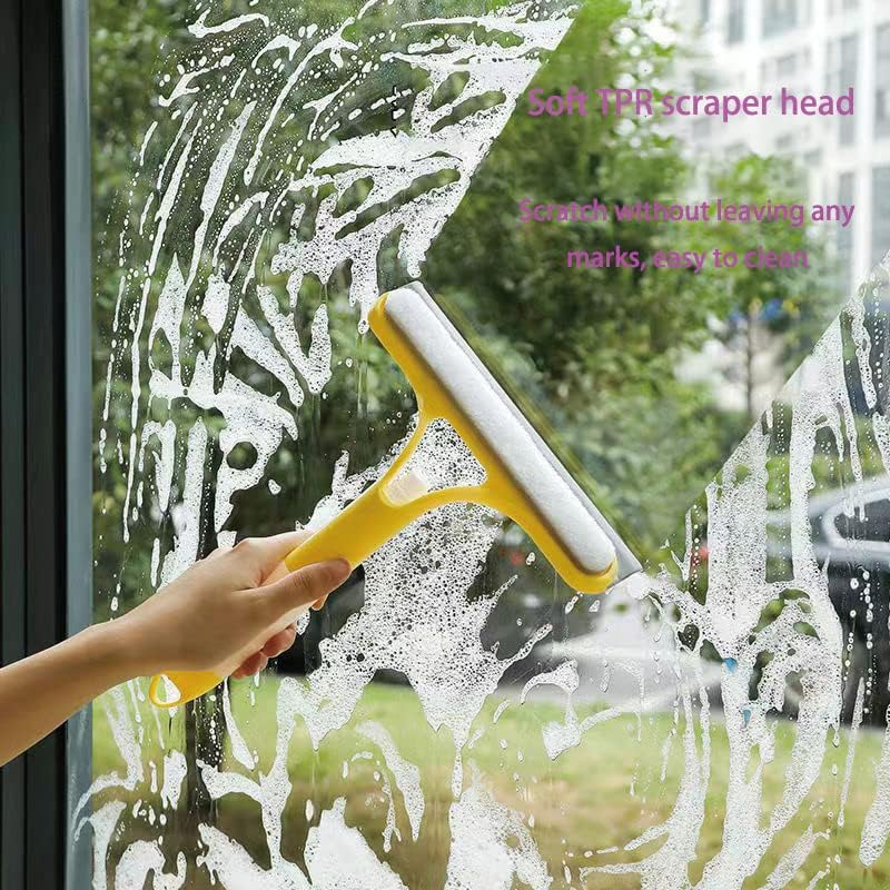 Multi-Purpose 3-In-1 Self-Equipped Double-Sided Cleaning Tool for Shower Door, Bathroom, Window and Car Glass (Sky Blue) image number 1