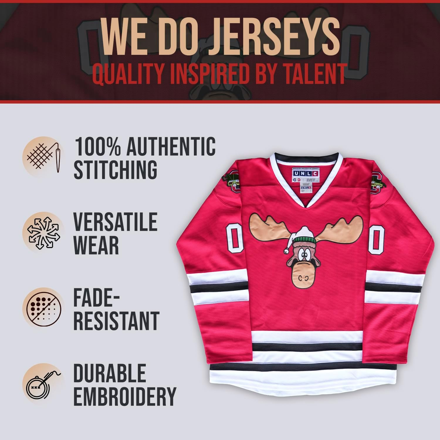 UNLC Eway Clark #00 Griswold Hockey Jersey Red image number 4