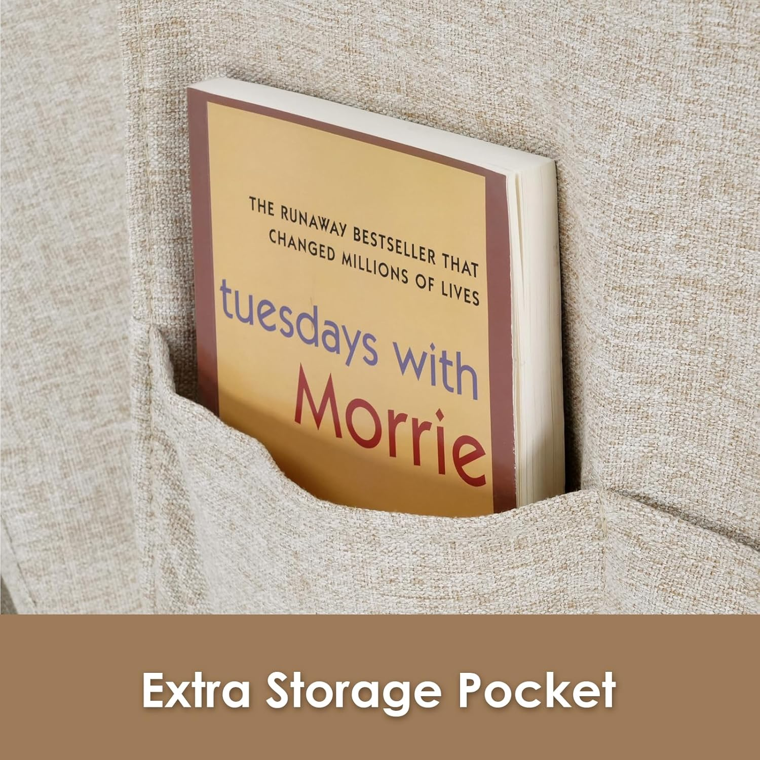 Advwin Sling Accent Chair, Linen Lounge Chair Armchair with 2 Upholstered Cushions, Modern Comfy Living Room Chair with Metal Frame and Side Pocket Beige - Beige image number 5