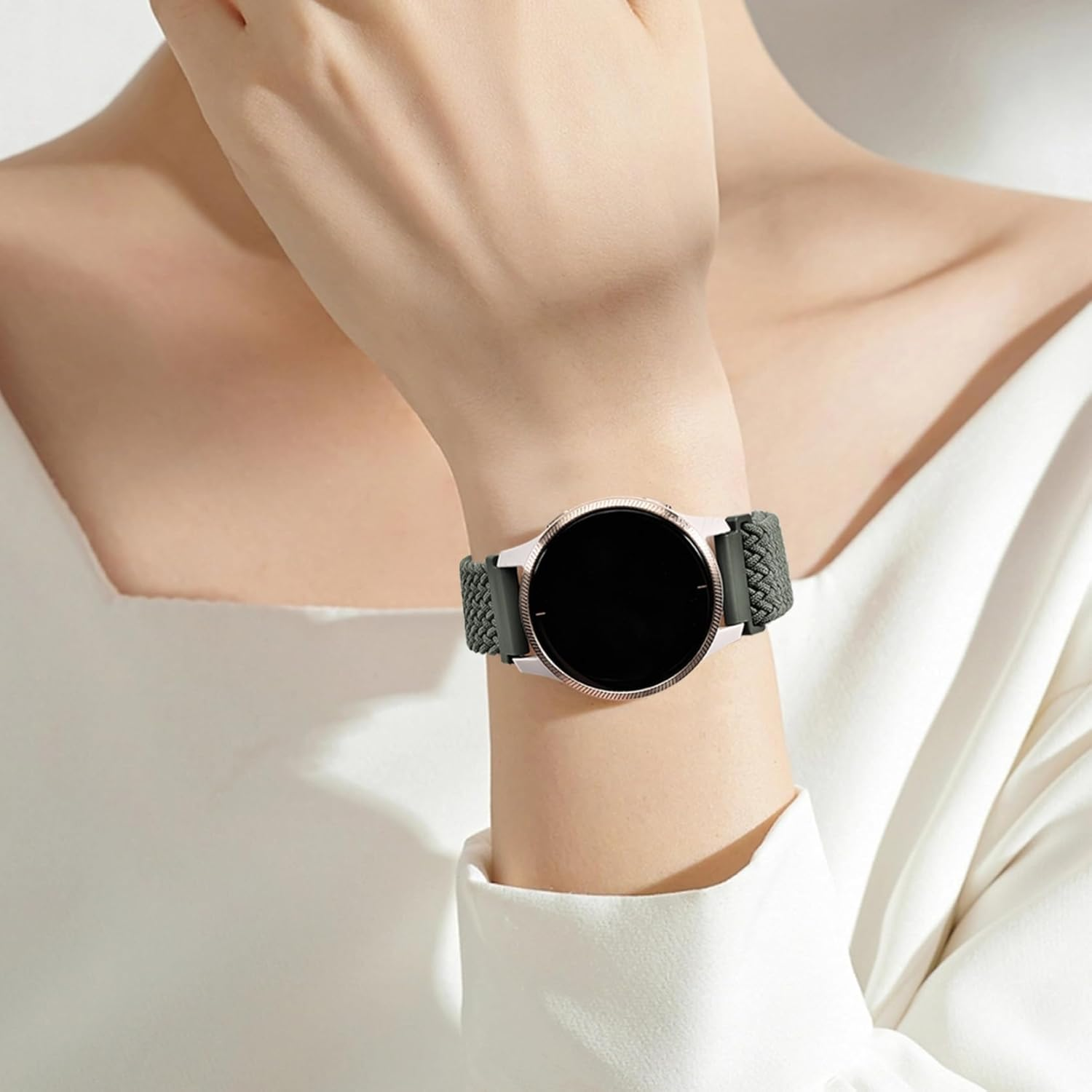 2 Pack Braided Band 18Mm Soft Nylon Compatible with Garmin Venu 3S/Venu 2S/Vivoactive 4S/Vivomove 3S/Venu 4 41Mm/Forerunner 255S/Forerunner 265S,Quick Release Strap Wristband for Women Men