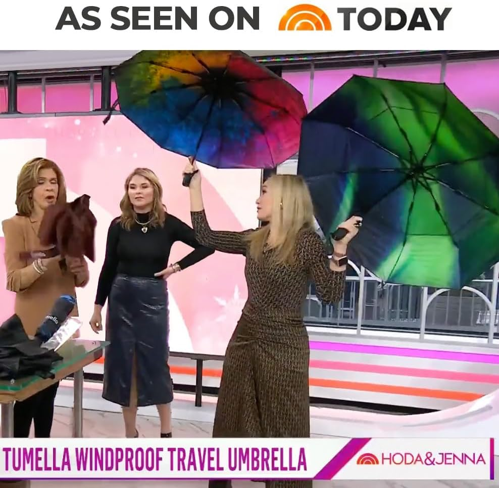 TUMELLA Strongest Windproof Travel Umbrella (Compact, Superior & Beautiful), Small Strong but Light Portable and Automatic Folding Rain Umbrella, Durable Premium Grip, Fits Car & Backpack - 1-Moonlight image number 3