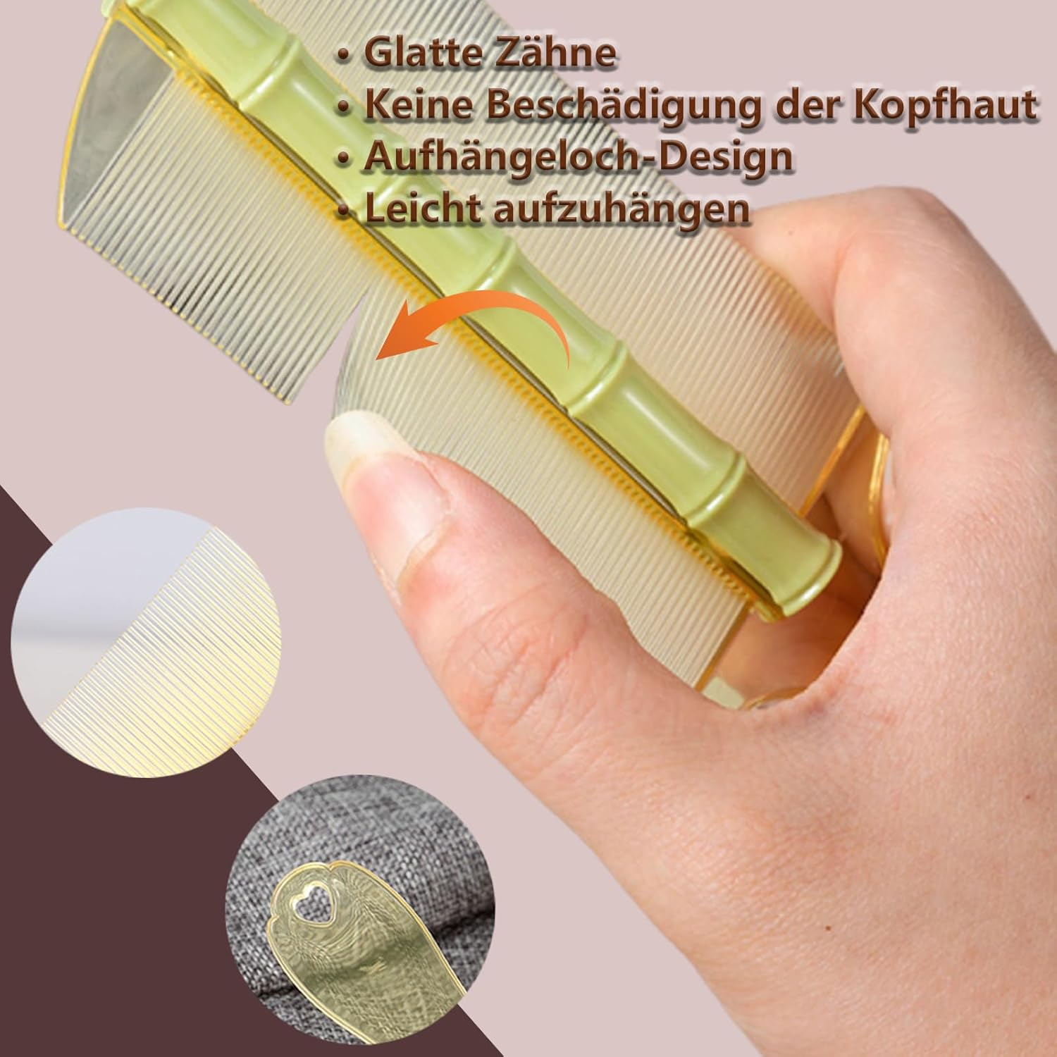 Whaleo 2 Pieces Lice and Nits Comb Lice Comb Lice Comb Hair Comb Narrow Teeth Eliminates Lice and Nits Durable and Easy to Clean image number 6