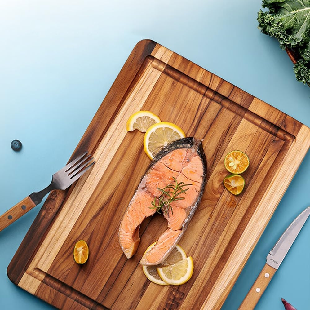 Leona Co Hard Wood Hygienic Cutting Board - Natural Wooden Chopping Board for Kitchen, 38X26X1.5Cm, Food-Safe Hardwood Cutting Surface