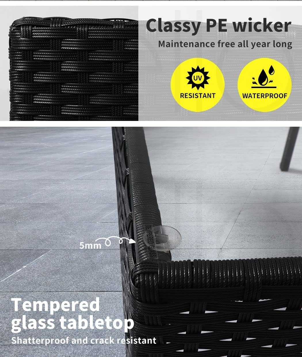 Levede 4PCS Outdoor Furniture Setting Patio Garden Table Chair Set Wicker Lounge Conversation Sets Rattan Dining Set image number 5