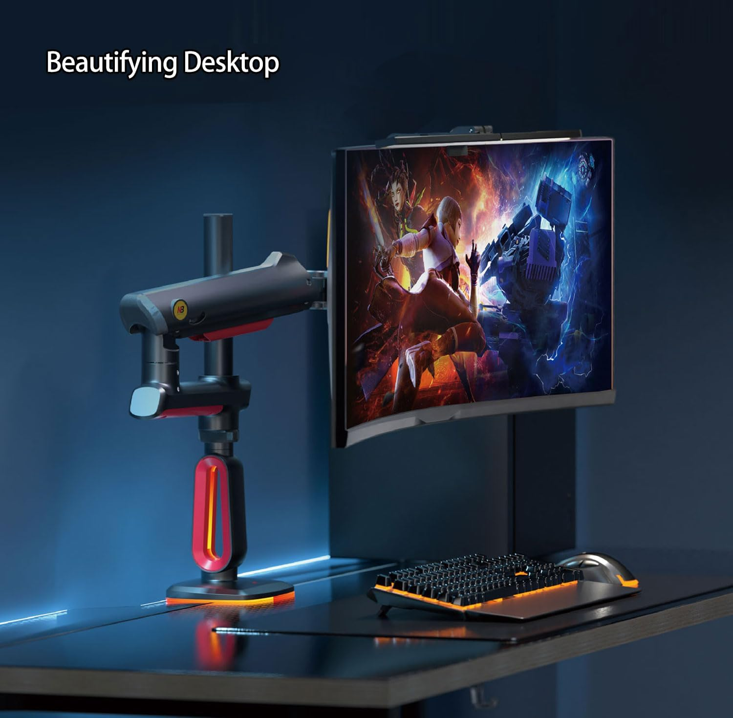Gaming Monitor Arm for Flat/Ultrawide/Curved Monitors 32 to 60 Inch, Heavy Duty Monitor Stand Load up to 20 Kg, VESA 75/100 Mm Monitor Mount L70 image number 1