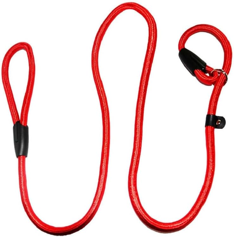 Strong Slip Rope Dog Training Leash Durable Braided Nylon with Rubber Padded Handle - No Pull Walking for Medium Large Dogs (Red, 6Mm*140Cm) image number 1