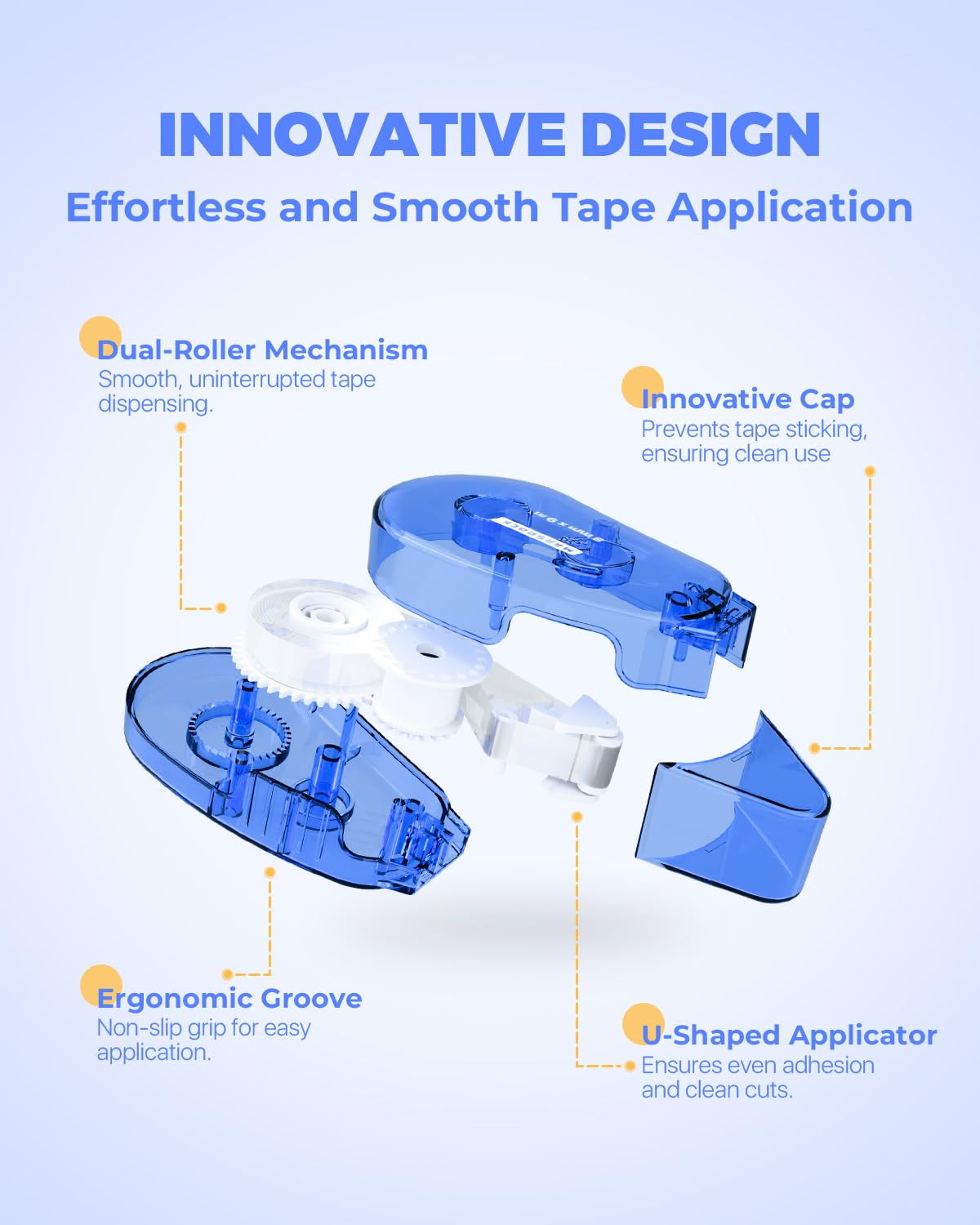 Double-Sided Tape Roller for Scrapbooking 6-Pack（0.31In X 30FT） Adhesive Tape Glue Runner, Scrapbook Supplies and Craft Supplies for Scrapbooking, Gift Wrapping and Photo Tape