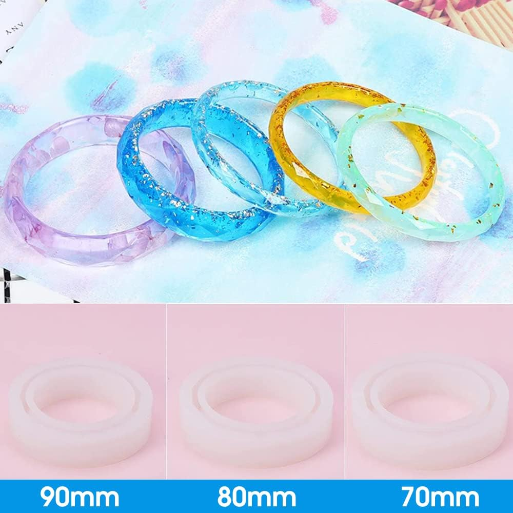 2X Silicone Mold Casting Mould DIY Bangle Jewelry Tool Kit Resin Bracelet Making 90Mm image number 5