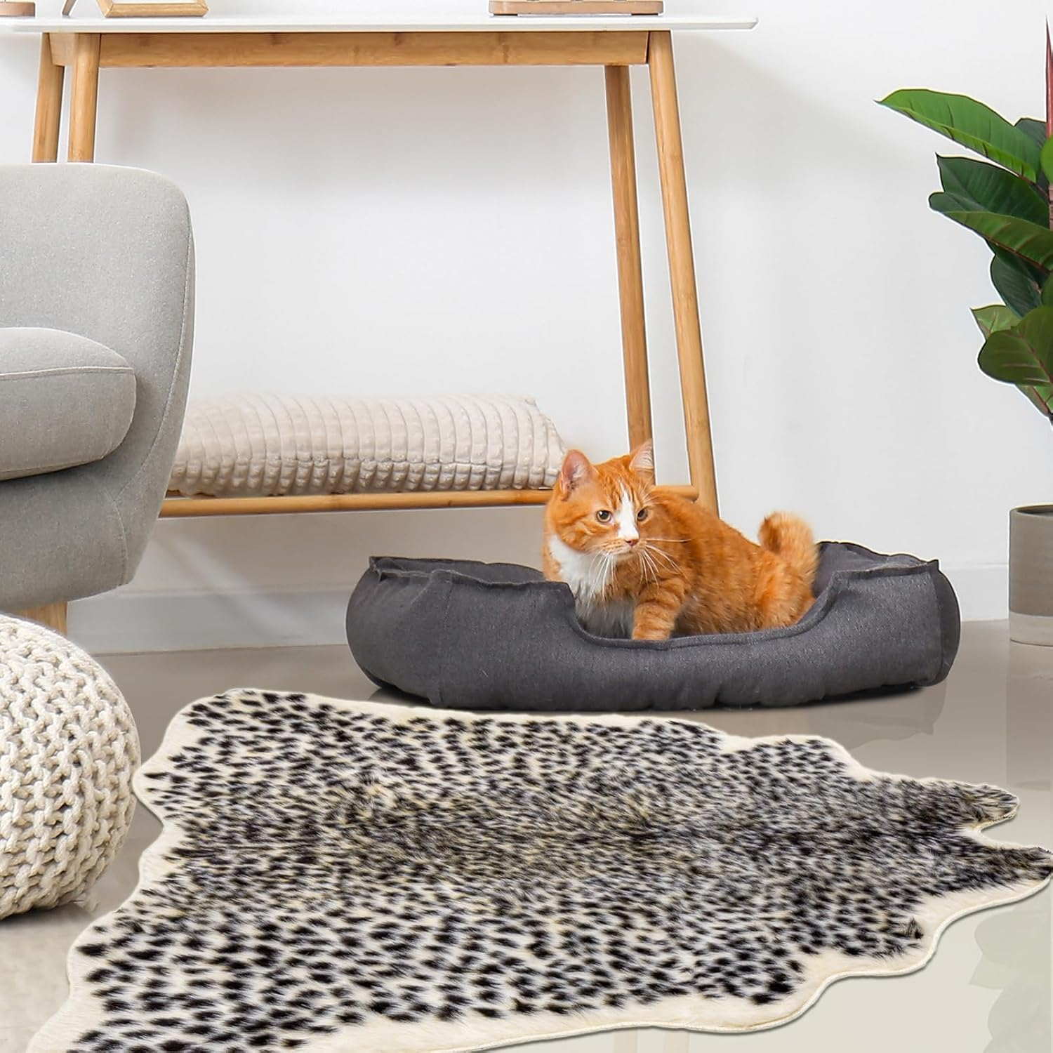 Leopard Print Rug, Faux Cowhide Cheetah Skin Rug Animal Printed Area Rug Carpet for Home Office, Livingroom, Bedroom - Leopard Print - 6.8 X 5.2 Ft image number 2