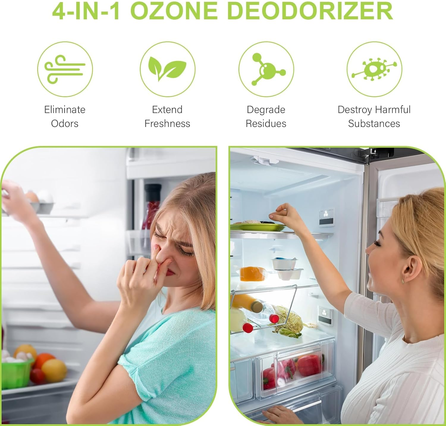 Mini Ozone Generator Air Purifier -USB Charging Refrigerator Deodorizer,Fridge Deodorizer,Perfect for Odor Elimination in Small Spaces Beats Baking Soda and Bamboo Charcoal Air Purifying Bags