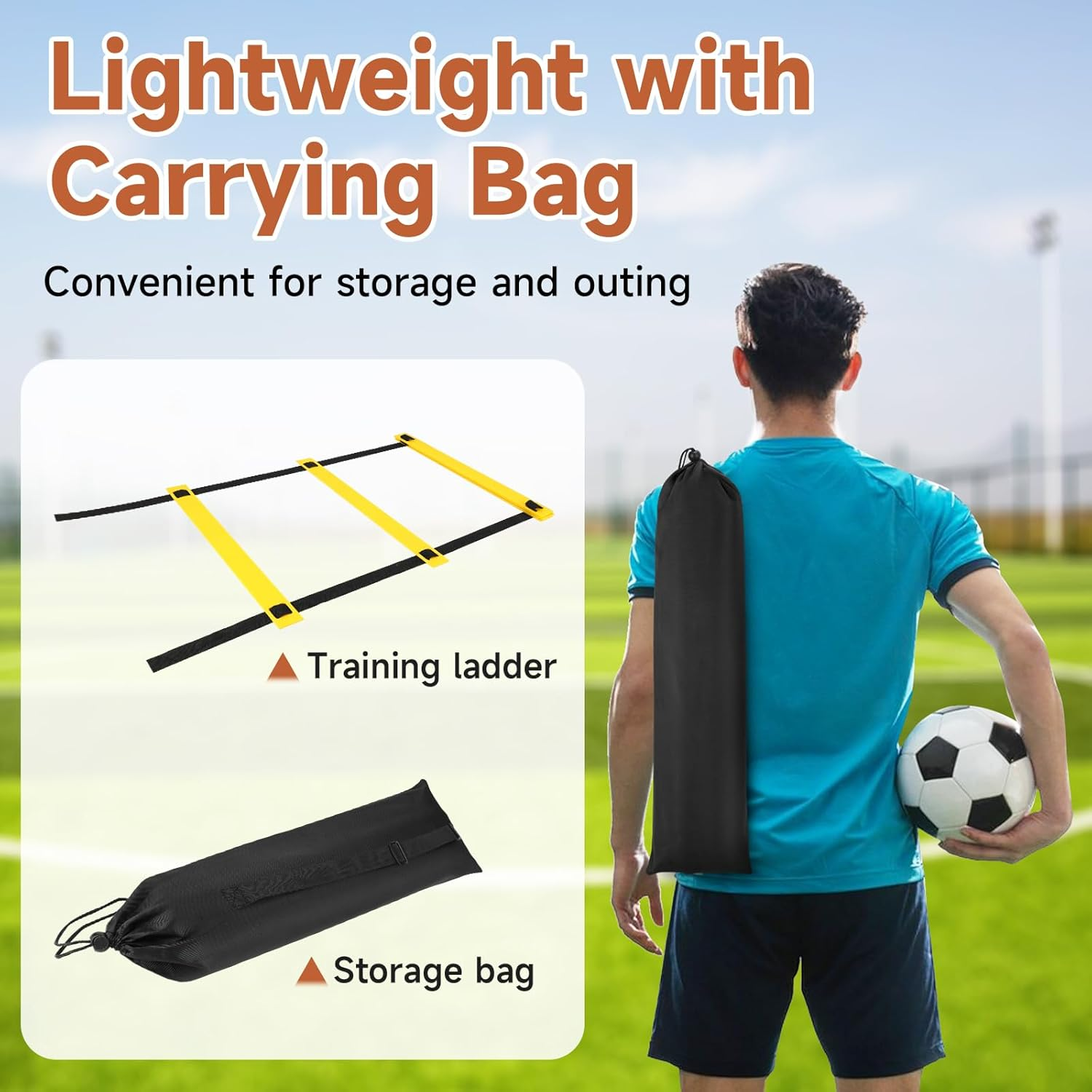Agility Ladder 10/12 Rung Adjustable Speed Ladder, Speed Training Ladder Drill, Sports Workout Equipment for Football Soccer Footwork Exercise with Carrying Bag